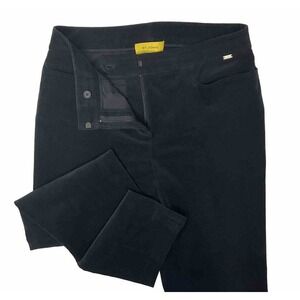 St John Pants Lightweight Corduroy Straight Leg Mid-Rise Career Women Sz 8 Black